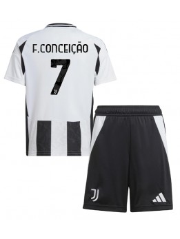 Juventus Francisco Conceicao #7 Replika Hemmakläder Barn 2024-25 Kortärmad (+ byxor)